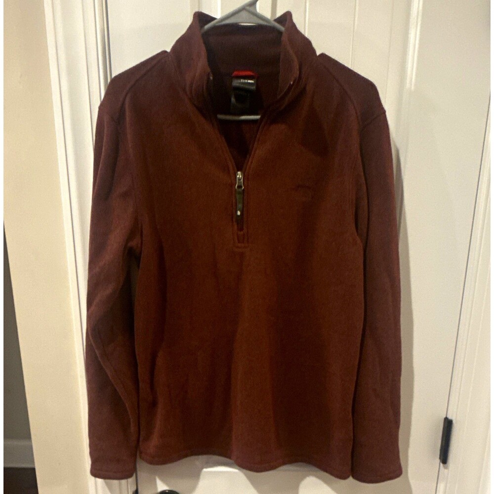 The North Face Men's Solid Brown Fleece 1/4 Zip Mock Neck Logo S
